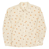 Womens Printed Blouse Beige Long Sleeve Crazy Pattern L