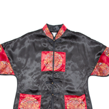 Womens Printed Blouse Black V-Neck Silk M