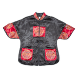 Womens Printed Blouse Black V-Neck Silk M