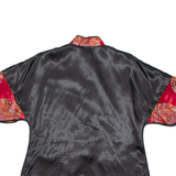 Womens Printed Blouse Black V-Neck Silk M