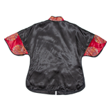 Womens Printed Blouse Black V-Neck Silk M