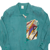 Womens Printed Blouse Green Long Sleeve 2XL