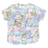 Womens Printed Blouse Blue Viscose Crazy Pattern S