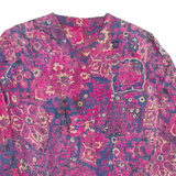 Womens Printed Blouse Purple V-Neck Long Sleeve Floral 2XL
