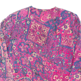 Womens Printed Blouse Purple V-Neck Long Sleeve Floral 2XL