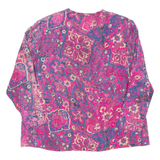 Womens Printed Blouse Purple V-Neck Long Sleeve Floral 2XL