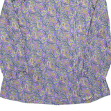 Womens Printed Blouse Purple V-Neck Long Sleeve Floral M