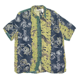 Womens Printed Blouse Green Viscose Crazy Pattern 2XL