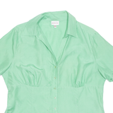 Womens Blouse Green V-Neck Silk XL