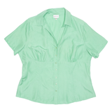 Womens Blouse Green V-Neck Silk XL