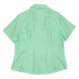 Womens Blouse Green V-Neck Silk XL