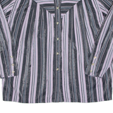 Womens Printed Blouse Purple Long Sleeve Striped 2XL