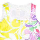 Womens Printed Vest Yellow Sleeveless Crazy Pattern UK 16