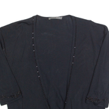 LIU JO Beaded Womens Blouse Black V-Neck 3/4 Sleeve M