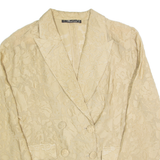 BOUT'SINA Blazer Style Sheer Womens Printed Shirt Beige 90s Animal Print M