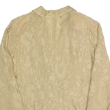 BOUT'SINA Blazer Style Sheer Womens Printed Shirt Beige 90s Animal Print M