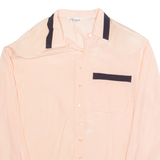ANTONELLI Womens Blouse Shirt Pink Collared Long Sleeve 90s Silk M