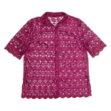 Womens Blouse Shirt Maroon Collared 90s M