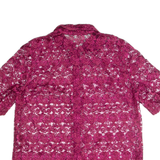 Womens Blouse Shirt Maroon Collared 90s M