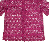 Womens Blouse Shirt Maroon Collared 90s M