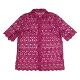 Womens Blouse Shirt Maroon Collared 90s M