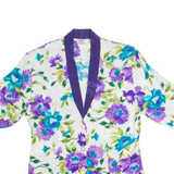 CHARLES VOGELE Womens Printed Shirt White V-Neck 90s Floral S