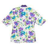 CHARLES VOGELE Womens Printed Shirt White V-Neck 90s Floral S