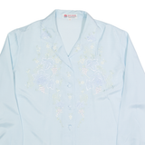 ROSE BRAND Embroidered Womens Blouse Shirt Blue Collared 90s M