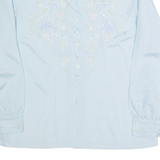 ROSE BRAND Embroidered Womens Blouse Shirt Blue Collared 90s M