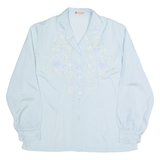 ROSE BRAND Embroidered Womens Blouse Shirt Blue Collared 90s M