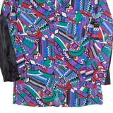 Blazer Style Womens Printed Shirt Purple Collared 90s Crazy Pattern M