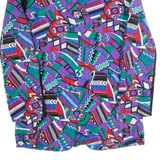 Blazer Style Womens Printed Shirt Purple Collared 90s Crazy Pattern M