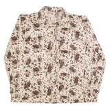 WCIA Womens Printed Shirt Cream Collared Long Sleeve 90s Floral M