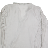 MAX VOLMARY Womens Blouse Grey V-Neck Long Sleeve 90s S