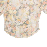 DIVINA OF SWITZERLAND Womens Printed Shirt Cream 90s Viscose Floral L