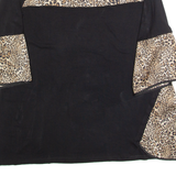 FIORELLA RUBINO Womens Oversized Top Black 3/4 Sleeve Animal Print M
