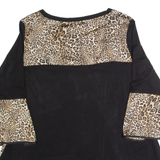 FIORELLA RUBINO Womens Oversized Top Black 3/4 Sleeve Animal Print M