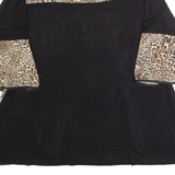 FIORELLA RUBINO Womens Oversized Top Black 3/4 Sleeve Animal Print M