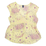 GAP Womens Printed Top Yellow Sleeveless Silk Floral L
