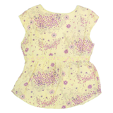 GAP Womens Printed Top Yellow Sleeveless Silk Floral L