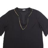 FIORELLA RUBINO Womens Oversized Blouse Black V-Neck M