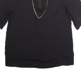 FIORELLA RUBINO Womens Oversized Blouse Black V-Neck M