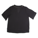 FIORELLA RUBINO Womens Oversized Blouse Black V-Neck M