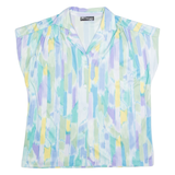 SHE'S A LADY Womens Printed Shirt Blue Collared 90s Crazy Pattern M