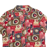 NOTATIONS Womens Printed Shirt Red Collared 90s Crazy Pattern L