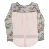 TWIN SET Womens Printed Blouse Grey Long Sleeve 90s Floral S