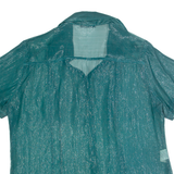 ELENA MIRO Sheer Womens Shirt Green Collared 90s Silk UK 18