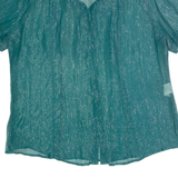 ELENA MIRO Sheer Womens Shirt Green Collared 90s Silk UK 18