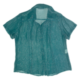ELENA MIRO Sheer Womens Shirt Green Collared 90s Silk UK 18