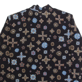 MONTON Necktie Womens Printed Shirt Black High Neck Long Sleeve M